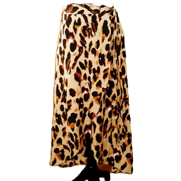 Wrap Around Full Wrap Maxi Skirt By New Choice Animal Print Size Small New - Picture 1 of 4